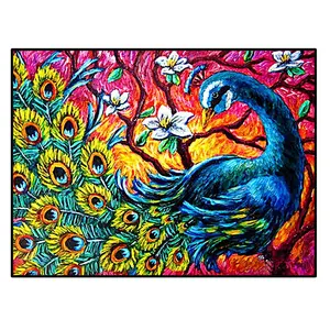 Großhandel Vollbohrer Animal Diamond Art Painting Kit Stickerei Pfau 5D DIY Tier kundenspezifisches Mosaik Fantasy-Wandbild