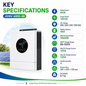 Onduleur solaire hybride parallèle 48V 6kW avec chargeur, entrée PV 9000W pour système de secours solaire domestique - Product Image 6