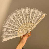 Nouveau modèle Style chinois dentelle Rose ventilateur femmes été pliant ventilateur danse spécial Style ancien décorations de mariage nationales