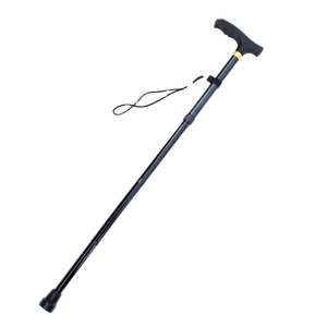 Bastón Plegable Ajustable de Aleación de Aluminio con Luz, Punta de Goma Color Café Oscuro, Bastón Telescópico para Senderismo de Personas Mayores - Product Image 1