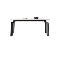 Table à manger en bois massif style crème avec plateau en ardoise, pieds en forme d'éléphant, rectangulaire, pour petites maisons, chaises vintage, style moderne minimaliste