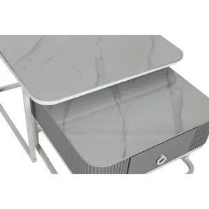 Ensemble de tables basses en pierre frittée, 2 pièces, 70x70x45 - Product Image 2