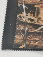 100 polyester trois couches véritable arbre chasse camouflage imprimé tricoté noir polaire tissu pour softshell extérieur manteau