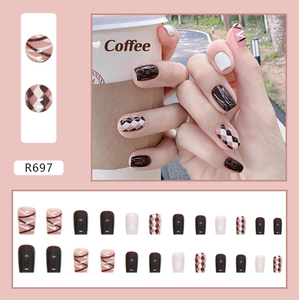 Juego de 24 Uñas Postizas Acrílicas PMMA al por Mayor, Cobertura Completa <span class=keywords><strong>con</strong></span> Pegamento, <span class=keywords><strong>Diseño</strong></span> Cuadrado, Uñas a Presión en Caja, Marca Privada - Product Image 6