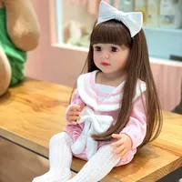 Muñeca de Simulación en Oferta, Muñeca Suave con Ojos Grandes, Cabello Rubio Largo, Linda y Bonita, Bebé Reborn de 55 cm para Niña, Regalo de Cumpleaños