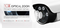 Caméra de sécurité IP PoE motorisée NDAA 4K 8MP avec zoom optique 10X, vision nocturne IR 80m, objectif 5-50mm longue portée et détection IA pour extérieur