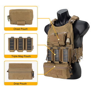 Conjunto de Chaleco Táctico Multifuncional de Liberación Rápida para Entrenamiento (Incluye Bolsa Colgante, Bolsa de Pecho, Correas Protectoras para Portaplacas) - Product Image 3