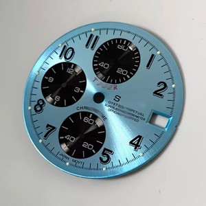 29.8mm acier inoxydable montre bleu blanc Sunburst cadran vert lumineux couronne VK67 mouvement boîtier Mod pièces avec cadran Sunburst - Product Image 2