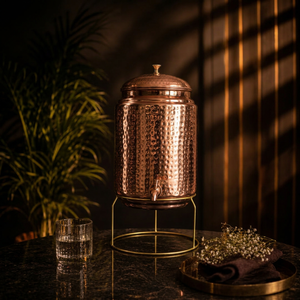 Distributeur de boissons en cuivre martelé avec couvercle, style vintage, grande capacité, pour la maison et les fêtes - Product Image 1