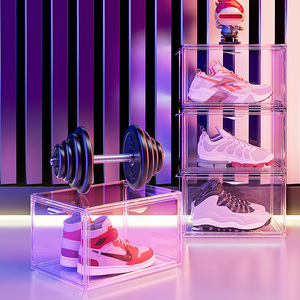 Boîte à chaussures de basket-ball en acrylique Transparent Extra Large, boîte de rangement en plastique, <span class=keywords><strong>Cube</strong></span> empilable, boîtes de rangement en acrylique - Product Image 2