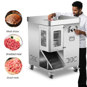 Nouvelle machine à hacher la viande automatique de qualité commerciale en acier inoxydable SUS304 avec panneau de commande et roues, capacité de 500 kg/h - Product Image 1