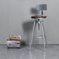 Tabouret de bar vintage de style américain, style industriel, antique, pivotant, réglable en hauteur, avec dossier en fer, pliable, pour la maison
