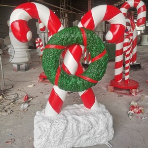 Haute quantité décoration <span class=keywords><strong>de</strong></span> noël en plein air Statue colorée en <span class=keywords><strong>fibre</strong></span> <span class=keywords><strong>de</strong></span> <span class=keywords><strong>verre</strong></span> artisanat <span class=keywords><strong>de</strong></span> noël debout résine <span class=keywords><strong>canne</strong></span> à sucre <span class=keywords><strong>de</strong></span> noël - Product Image 1