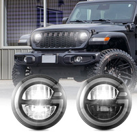 Phare LED rond de 7 pouces Dynamic Start up avec DRL en forme de G, clignotant ambre, 80W, faisceau haut/bas, homologué DOT pour SUV tout-terrain et moto