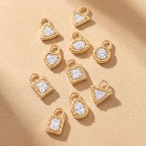 Colgante de Acero Inoxidable F360 con Forma de Candado Marquise y Geometría Cuadrada Entrelazada, con Circonitas Transparentes Engastadas, Baño de Oro PVD al Vacío, Sin Decoloración - Product Image 5