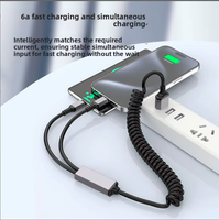 Câble de données pour véhicule de type C à double interface 1-vers-2 de type ressort, adapté à diverses interfaces de téléphone de type C et à la charge rapide PD