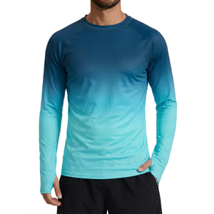 Chemise de bain pour homme à manches courtes, imprimé bleu, séchage rapide, respirante, coupe classique, col rond, 100% coton - Product Image 1