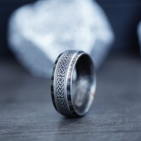 Bagues pour Homme en Acier Inoxydable Rétro, Motif Nœud Celtique Nordique, Inscriptions Viking, Arbre de Vie Effet Corrodé