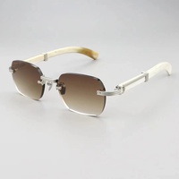 Monture de lunettes de soleil haut de gamme en corne de buffle blanche, sans monture, monture de lunettes de soleil en corne de buffle noire, monture de lunettes de soleil sans monture