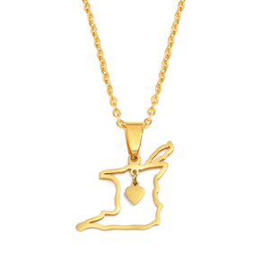 Collana con Ciondolo a Forma di Cuore con Mappa di Trinidad e Tobago, Gioiello Etnico Trendy in Acciaio Inossidabile per Donne - Accessorio di Moda # 365921 - Product Image 4