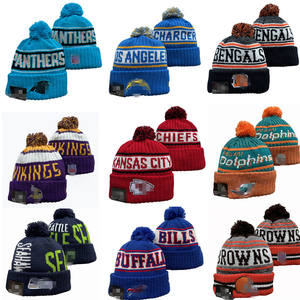 Bonnet en tricot brodé avec lettres, pour l'hiver, NFL Football League, Chiefs, Saints, Ravens, Seahawks - Product Image 1
