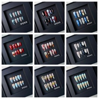 Ongles à presser personnalisables de luxe en acrylique, design 3D, forme amande, couverture complète, 10 pièces, 100 % faits à la main, faux ongles de haute qualité