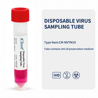 Solution stérile médicale pour la conservation des virus, tube VTM, milieu de transport viral avec écouvillon pour l'échantillonnage ADN nasal et nasopharyngé