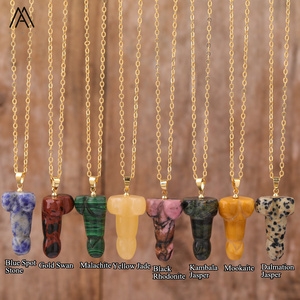 Collar de pene de cristal dorado, joyería colgante de moda para fiesta, boda, piedras preciosas curativas, Reiki, Chakra, energía, Phallus, gargantillas - Product Image 2