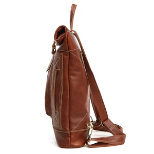 Mochila personalizada de cuero curtido vegetal genuino para hombres de alta calidad Mochila escolar de moda de estilo vintage con cierre de cremallera - Product Image 3