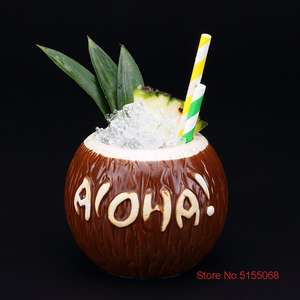 Vaso de Cóctel Tropical Aloha para Decoración de Bar, Vaso para Bebidas Frías, Contenedor para Smoothies, Estilo Hawaiano, para Restaurantes, Taza TIKI de Coco - Product Image 6
