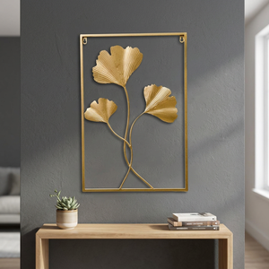 Luxury Gold Metal Ginkgo <b>Leaf</b> <b>Wall</b> Art <b>Decorative</b> Hanging Sculpture for Living Room Bedroom Home Interior <b>Decoration</b> - Product Image 1