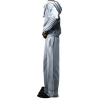 Hoodie Sweatshirt Pria Kualitas OEM Grosir Bordir Custom Garis-garis Katun Tebal Resleting Model Crop Streetwear