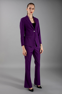 Plus <span class=keywords><strong>Violet</strong></span> Bonne Humeur 3/4 Manches Un Bouton Wome Bureau Tenue Uniforme Style Flare <span class=keywords><strong>Pantalon</strong></span> Costume pour Femmes Formelle - Product Image 4
