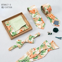 Ensemble de cravate pour hommes personnalisé vert herbe avec cravate florale nœud papillon poche carré épingle à cravate boutons de manchette ensembles de revers fabricant de cravates de mariage