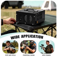 Compresseur d'air PCP TUXING portable avec convertisseur de tension intégré 220V/110V 12V 4500psi/300bar, jauge de température, pour paintball, chasse
