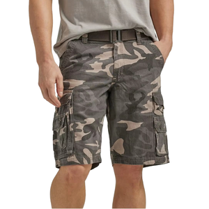 Custom Men's <b>Cargo</b> <b>Shorts</b> Solid Camo Pattern 100% Cotton Mid <b>Waist</b> <b>Elastic</b> <b>Waist</b> Casual Outdoor Gym <b>Shorts</b> Logo for Summer Beach - Product Image 2