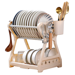 Tirare verso il basso piatto scolapiatti rastrelliera portasapone in plastica acrilico Organizer per <span class=keywords><strong>cucina</strong></span> ciotole bacchette piatti di stoccaggio Rack - Product Image 2