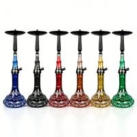 Chicha de luxe grande taille en alliage d'aluminium, finition miroir, portable, écologique, accessoires pour fumeurs - Coffret cadeau inclus