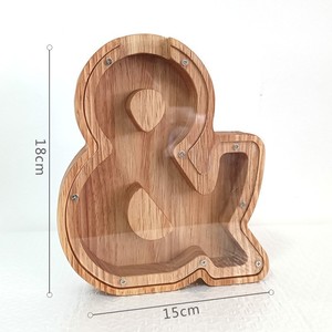 Tirelire en bois, boîte à monnaie, tirelire décorative, tirelire transparente à motif de dessin animé, cadeau, arbre de Noël, argent porte-bonheur - Product Image 1