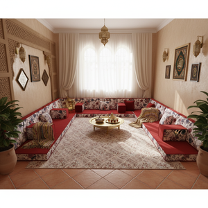 Customizable Arabic Majlis Moroccan Floor <b>Sofa</b> Set <b>L</b>-<b>Shaped</b> and U-<b>Shaped</b> Options for Living Room Furniture - Product Image 3