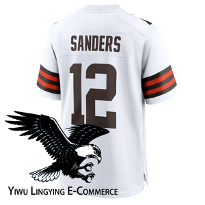 Ventes en gros de maillots de football américain de style <span class=keywords><strong>Cleveland</strong></span> 2025, broderie de haute qualité, 12 # Sanders Séchage rapide et respirant - Product Image 3