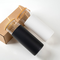 Gobelet personnalisé en verre borosilicate de haute qualité 500 ml, écologique, avec couvercle en bambou et manchon pour paille, pour les voyages - Vente en gros