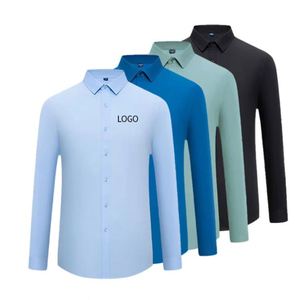 Chemises habillées OEM pour hommes à manches longues, unies, décontractées, pour affaires, personnalisables, vente en gros, différentes couleurs, en fibre de bambou - Product Image 2