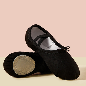 Chaussons de <span class=keywords><strong>danse</strong></span> classiques en toile confortables et très demandés avec semelle en cuir véritable, chaussures de ballerine à semelle souple pour filles - Product Image 5