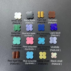 Malaquita Natural de 13x13x2mm, Piedra de Trébol Verde, Gema de Malaquita de Cuatro Hojas para la Fabricación de Joyas - Product Image 6