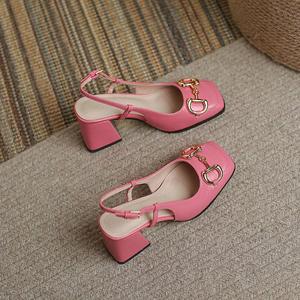 Chaussures à talons hauts pour femmes, bout <span class=keywords><strong>carré</strong></span>, boucle Horsebit personnalisée, qualité supérieure, sur mesure, 2023 - Product Image 4
