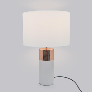 Blanc tambour abat-jour cuivre Accent béton Base lampe de Table moderne chambre salon décor éclairage Design minimaliste - Product Image 1