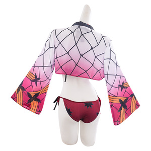 Costume da Bagno Sexy Cosplay <span class=keywords><strong>Anime</strong></span> Arc Daki <span class=keywords><strong>Kimetsu</strong></span> <span class=keywords><strong>No</strong></span> Yaiba, Set Bikini con Copricostume, Costume da Bagno in 3 Pezzi per Halloween - Product Image 4