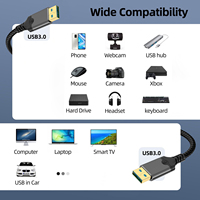 Câble USB-A 3.0 mâle vers mâle avec connecteur plaqué or pour boîtiers de disques durs, lecteur DVD, refroidisseur d'ordinateur portable