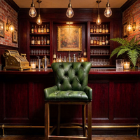 Tabourets de bar Chesterfield en cuir rétro de qualité supérieure, en bois, pour bar à domicile, cuisine, restaurant, écologiques et durables